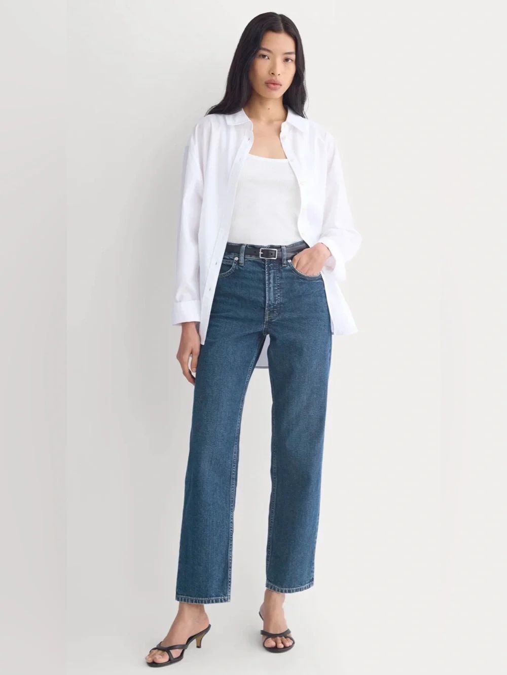 New Everlane THE WAY-HIGH® JEAN 2.0 Dark Indigo 33 Classic Elevated Polished
